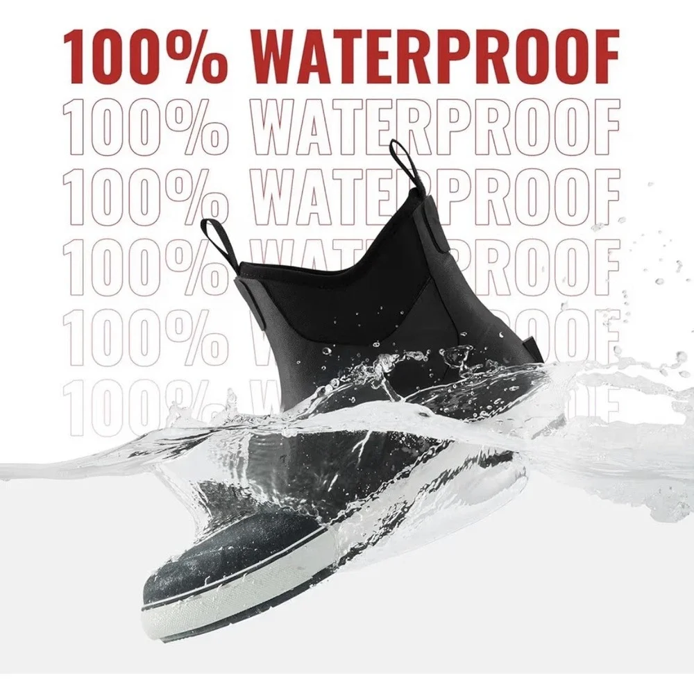 Piscifun Men's Deck Boots Waterproof Rain Boots Outdoor Rubber Fishing  Size 7